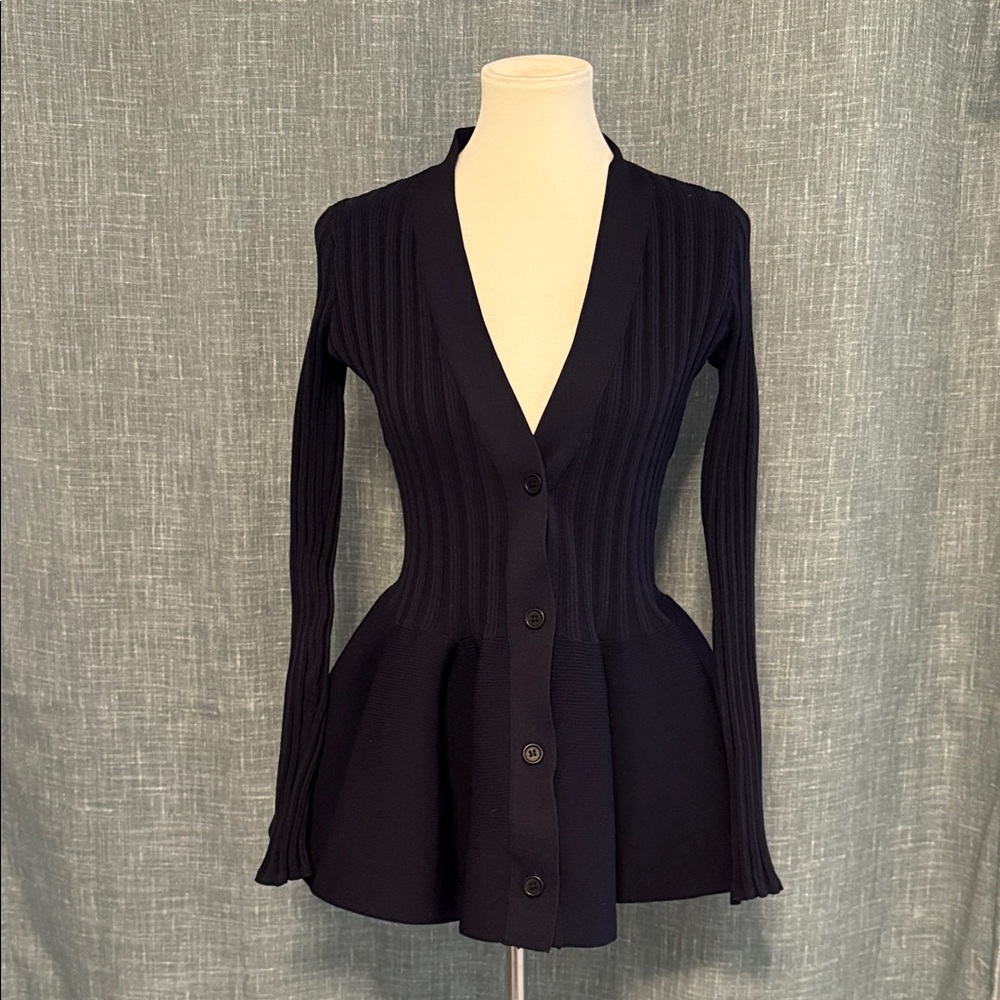Commense Navy Blue Ribbed Cardigan